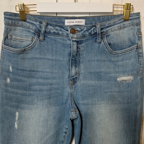 VERVET BY FLYING MONKEY High-Rise Side Slit Light Blue Crop Flare Jeans - Picture 7 of 12